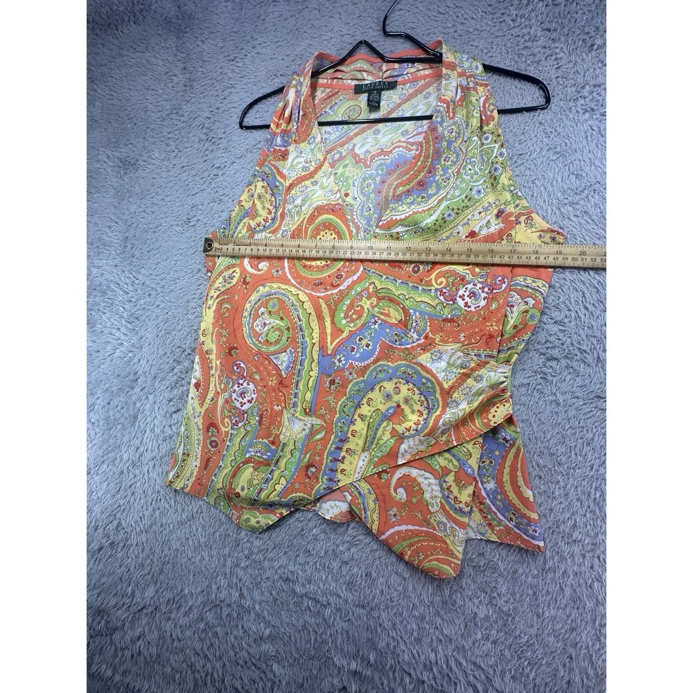 Lauren Ralph Lauren Womens Faux Wrap Blouse Print Sleeveless Top Size 10 - Picture 3 of 7
